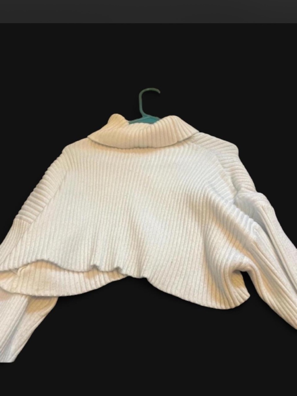 Cropped Cream Ribbed Turtleneck Sweater